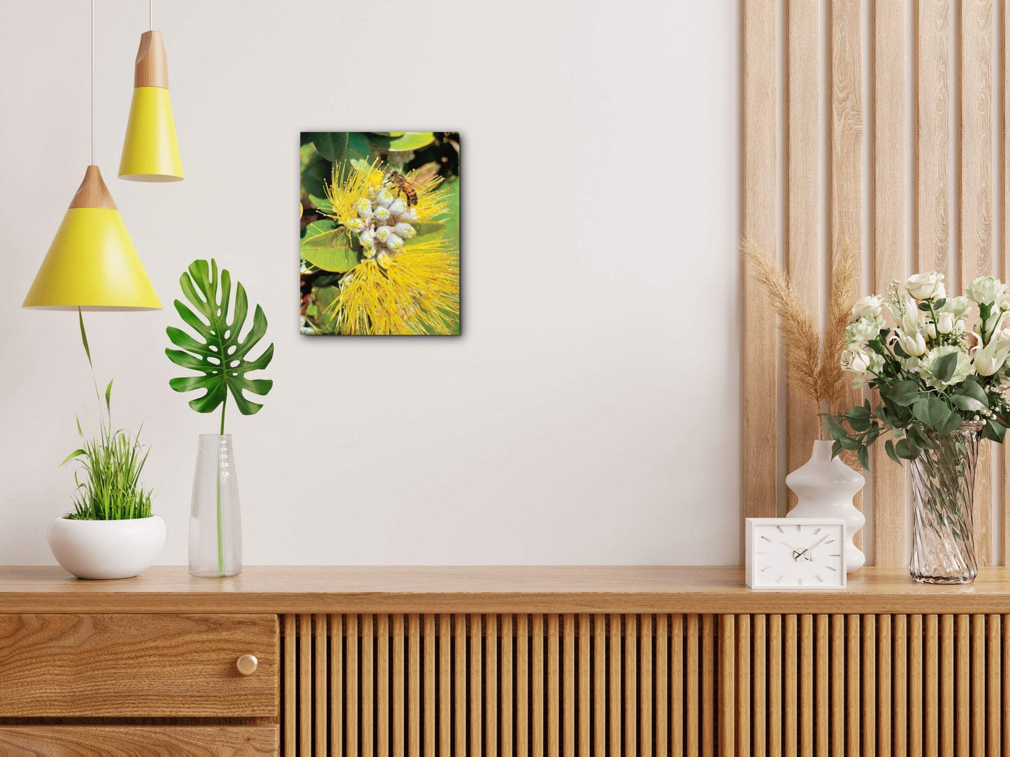 ‘ŌHI’A LEHUA Yellow Metal Print - Māla Honey Botanicals